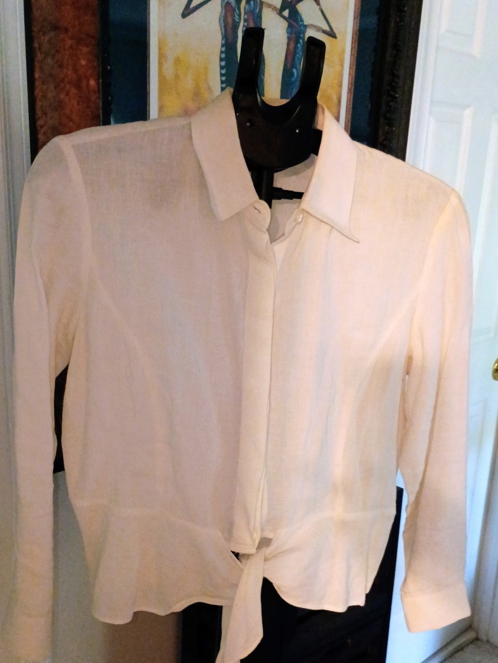 Lafayette 148 New York Cream Tie-Front Shirt Jacket